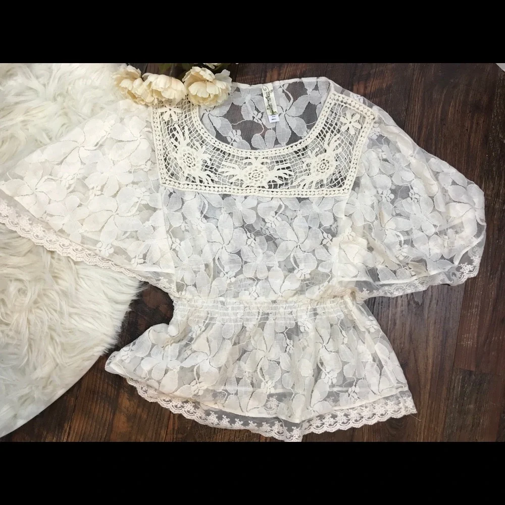 Endless designs cream lace top